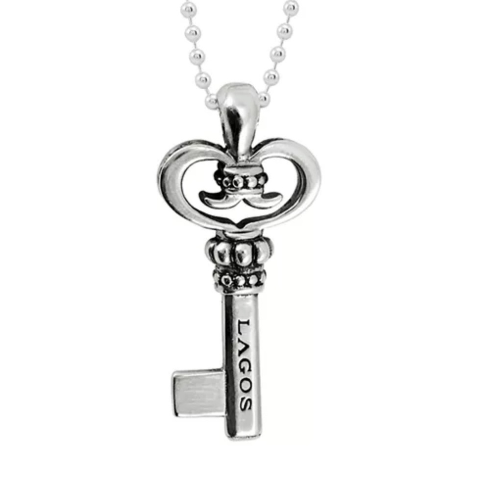 Lagos Signature Stirling Silver Key Pendant Necklace, 34”